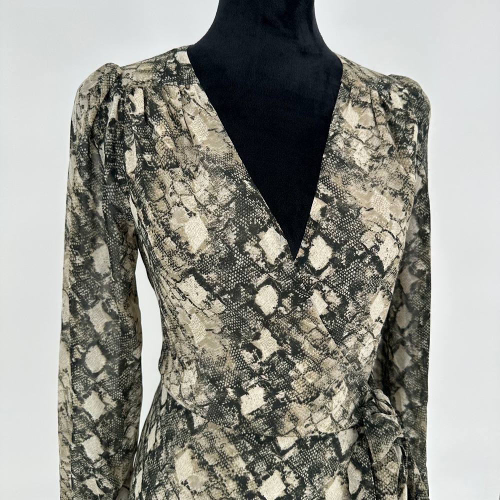 Leyden Python Snake Print Chiffon Wrap Short Dres… - image 2